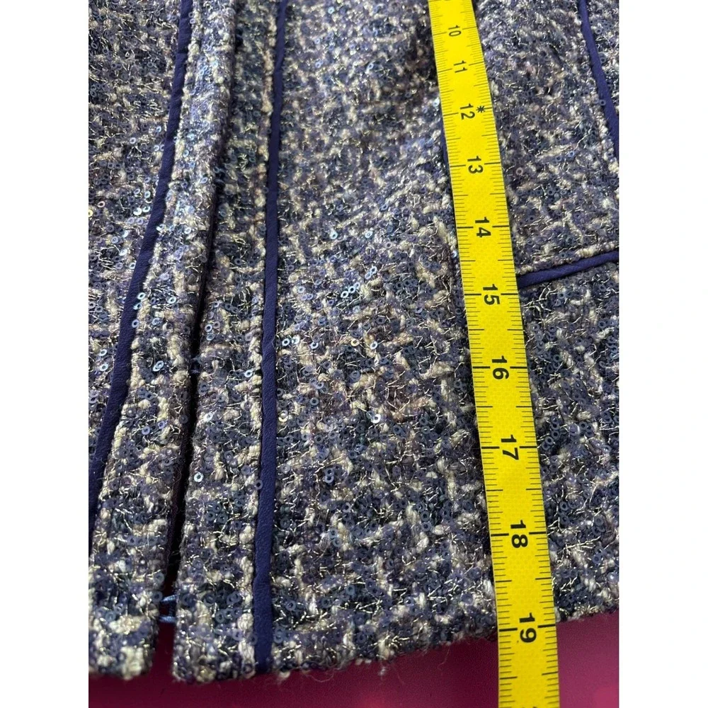 Tory Burch Womens Purple Sequin Metallic Tweed Cropped Jacket Sz 0 Career Preppy